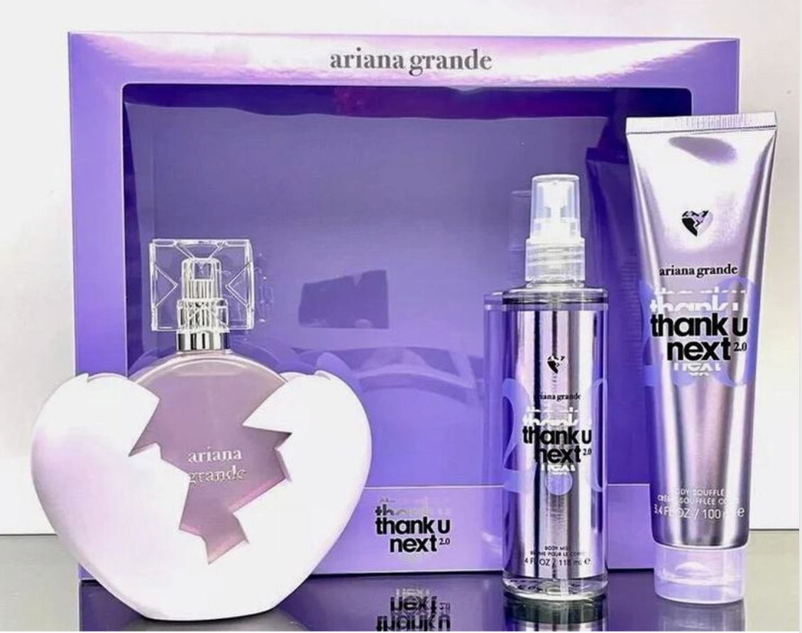 ARIANA GRANDE THANK U NEXT 2.0 3.4oz EDP L+ 4.0oz BODY MIST + 3.4oz BODY CREAM