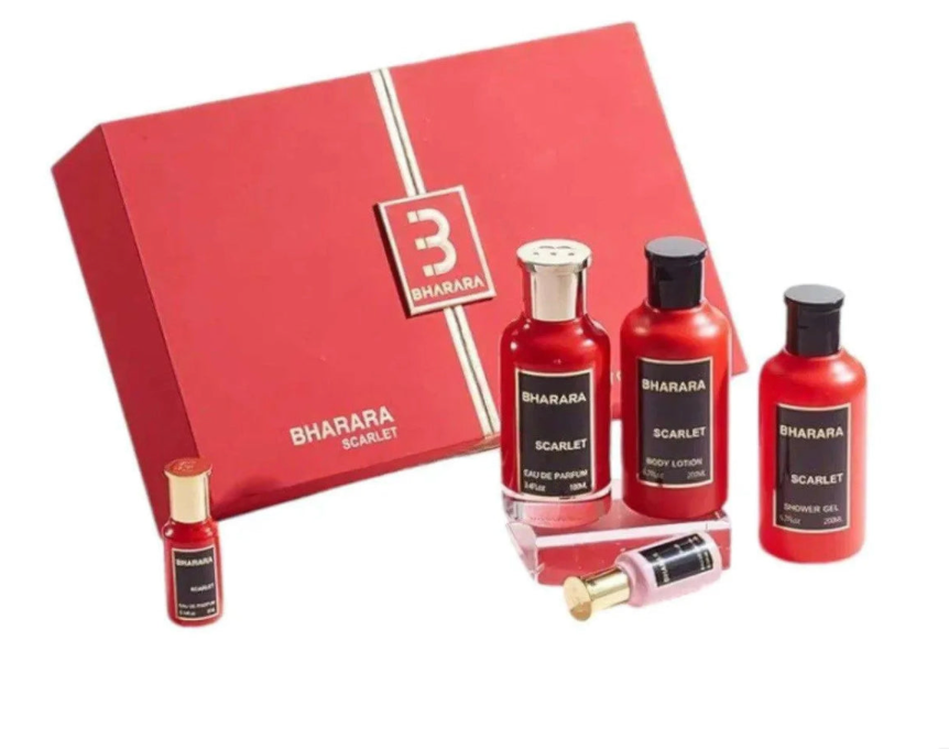 BHARARA SCARLET 3.4 EDP + 6.7 SG+ 6.7 BL +10ML +10ML ROSE