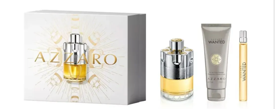AZZARO WANTED 3.4oz  EDT M + 2.5 oz SHAMPOO+ 10ML MINI