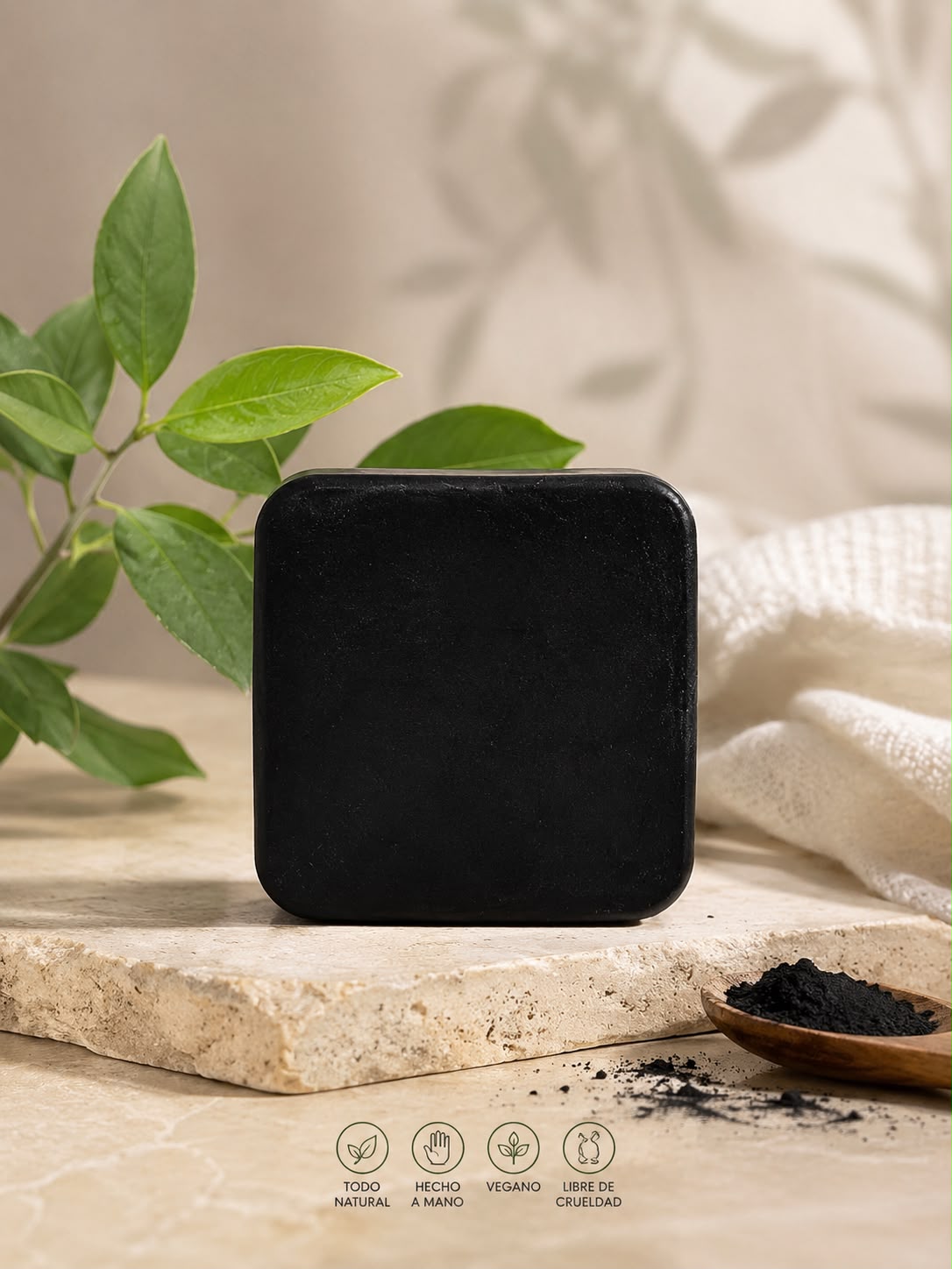 🌿 Jabón Facial Detox de Carbón Activado, Arcilla Verde, Romero y Menta